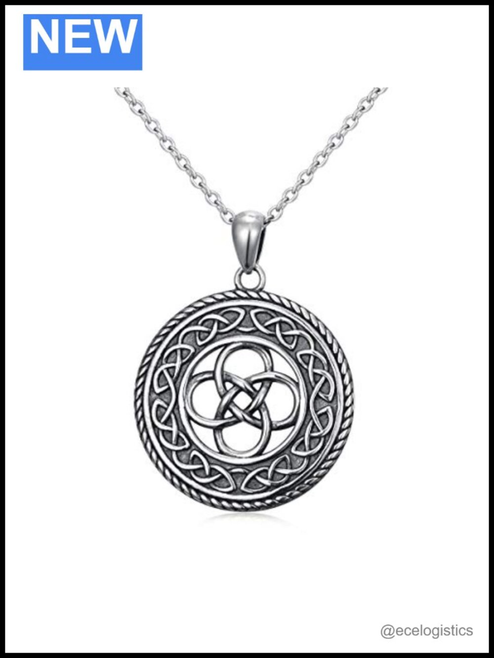 925 Sterling Silver Celtic Dara Knot Medallion Pendant Necklace 20in